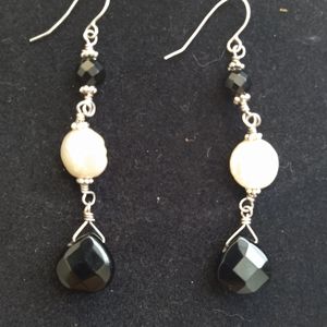 Sterling Silver Black Onyx and Mother of Pearl